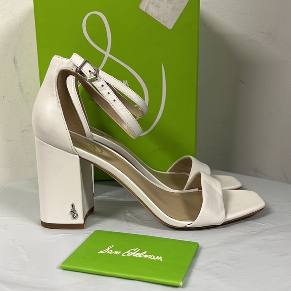 NIB- Sam Edelman Women's Daniella Strappy Block-Heel Sandals, White Leather - 9M - Picture 6 of 14